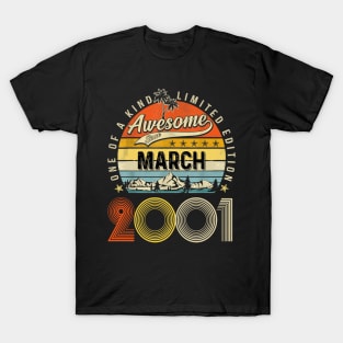 Awesome Since March 2001 Vintage 22nd Birthday T-Shirt